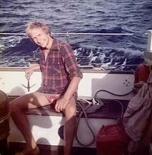 Bill Procter holding a huge flying fish